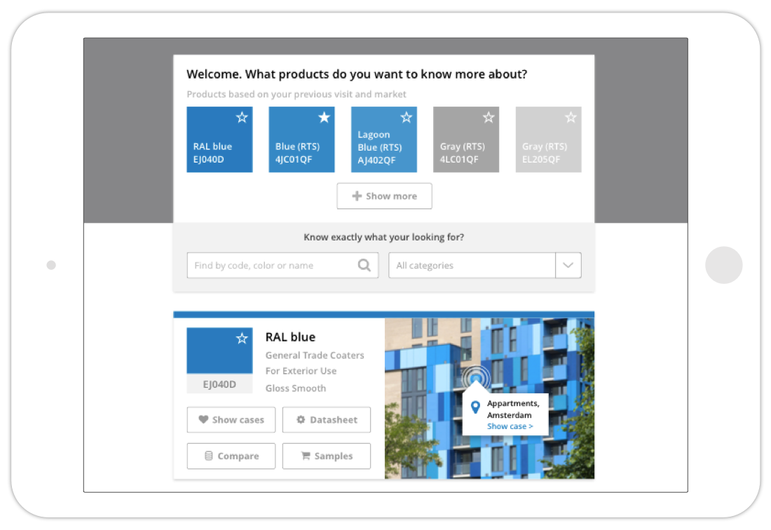 Screenshot of the AkzoNobel Assistent on the Interpon Coatings website