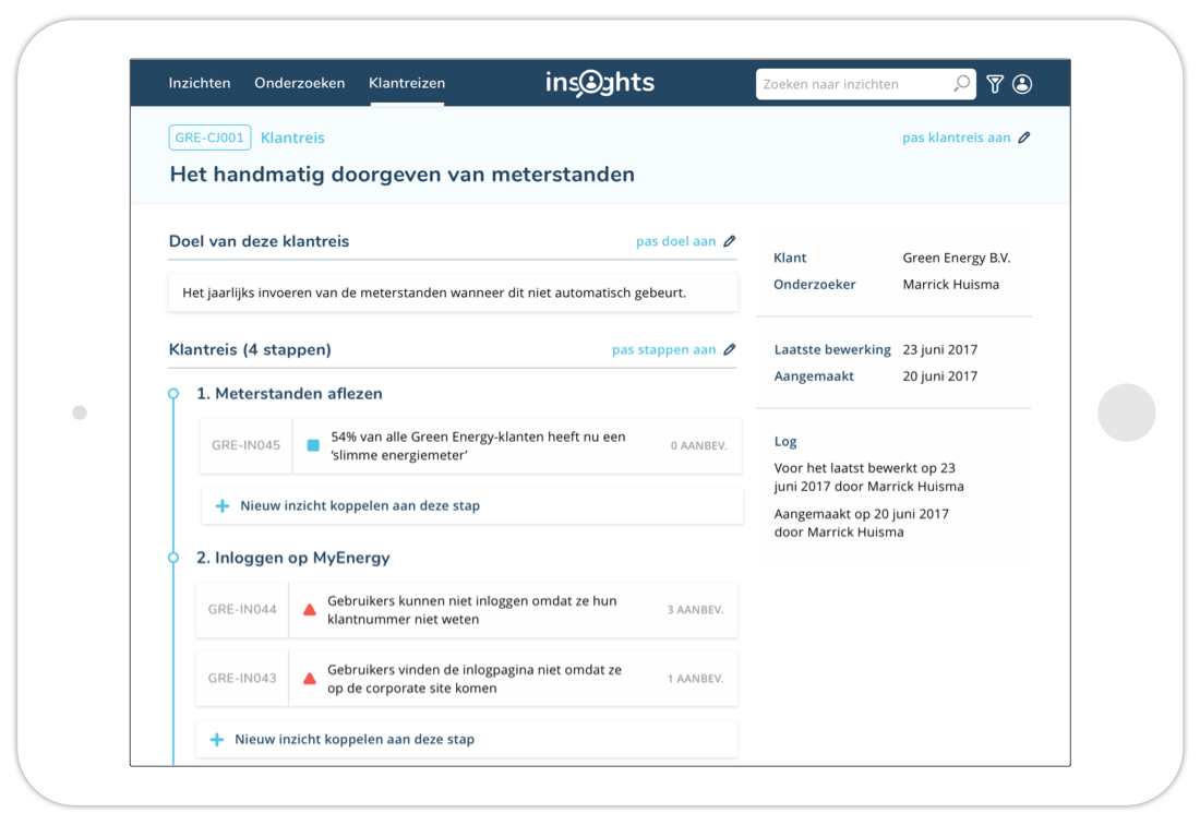 A screenshot of the application 'Insights' on an iPad